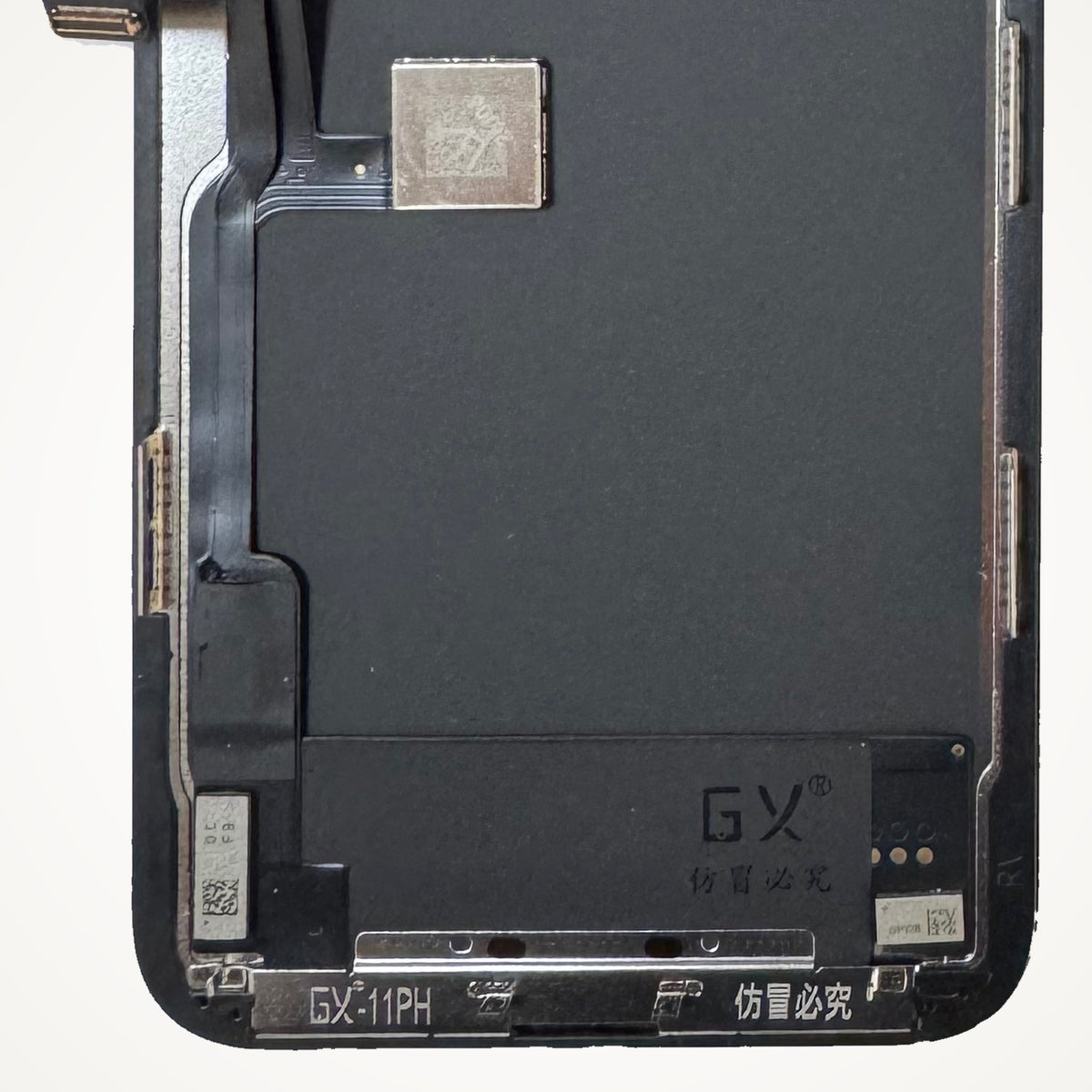 Hard OLED screen for iPhone 11 Pro, the lower back up close