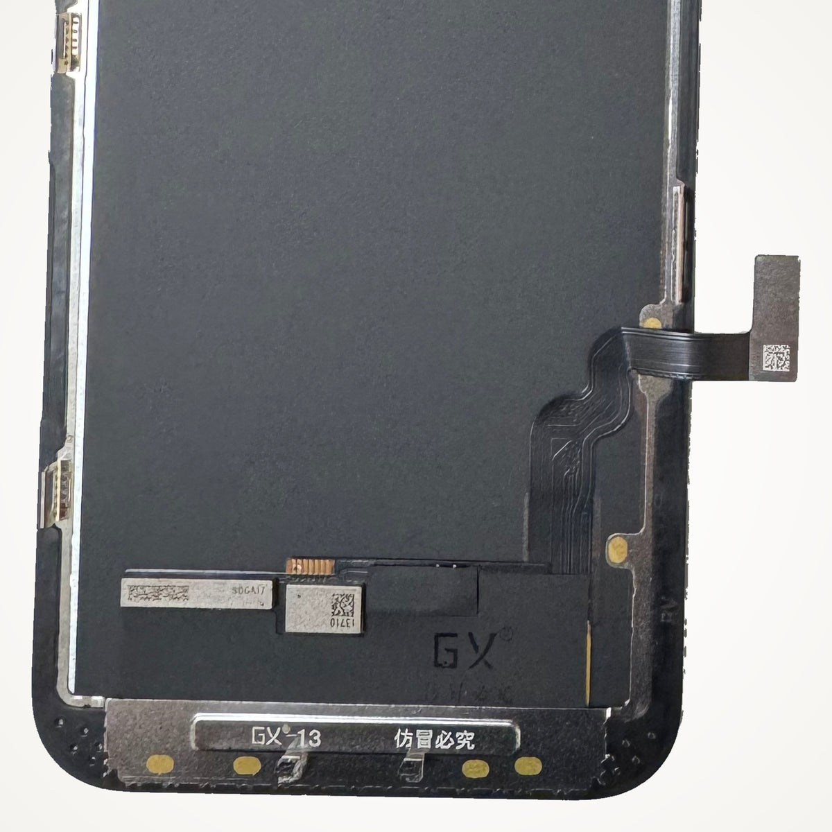 Hard OLED screen for iPhone 13, the lower back up close
