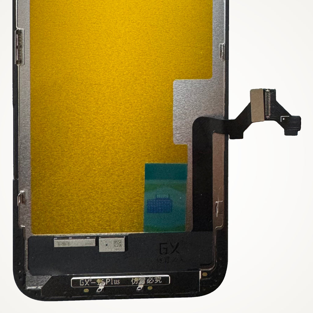 Hard OLED screen for iPhone 15 Plus, the lower back up close