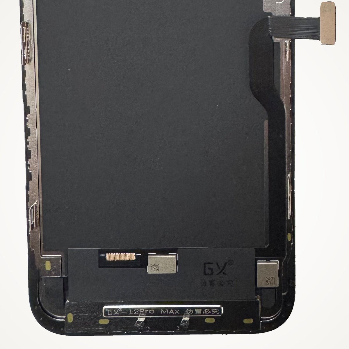 Soft OLED screen for iPhone 12 Pro Max, the lower back up close