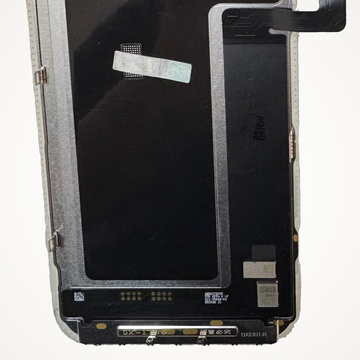 Soft OLED screen for iPhone 17 Pro, the lower back up close