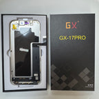 Soft OLED screen for iPhone 17 Pro in its tray, beside its labelled box
